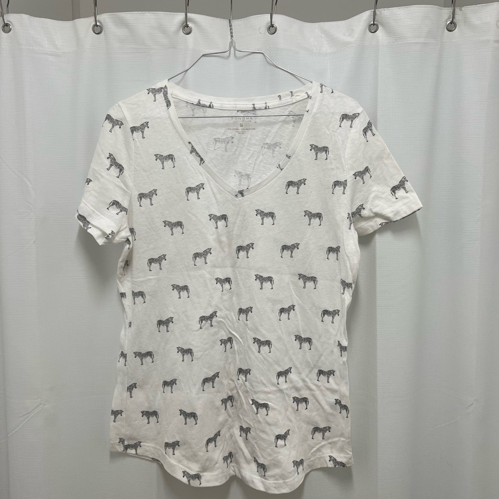 Sonoma Zebra Pattern V-Neck Tee